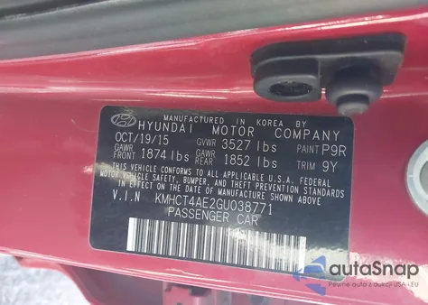 2016 Hyundai Accent Se из США, поврежденный, VIN KMHCT4AE2GU038771